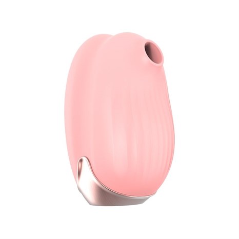 Розовый вибростимулятор с вакуумной стимуляцией Cherubic - фото 422591