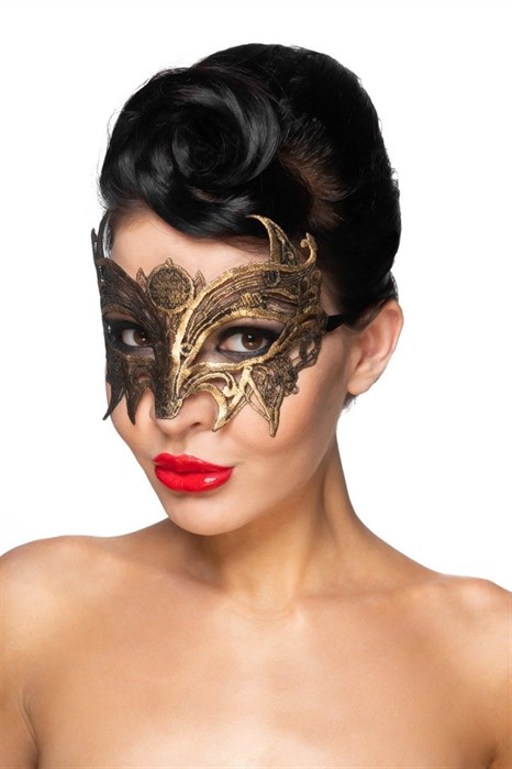 Золотистая карнавальная маска  Андромеда - фото 423123
