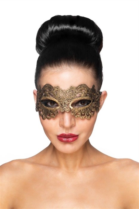 Золотистая карнавальная маска  Антарес - фото 423126