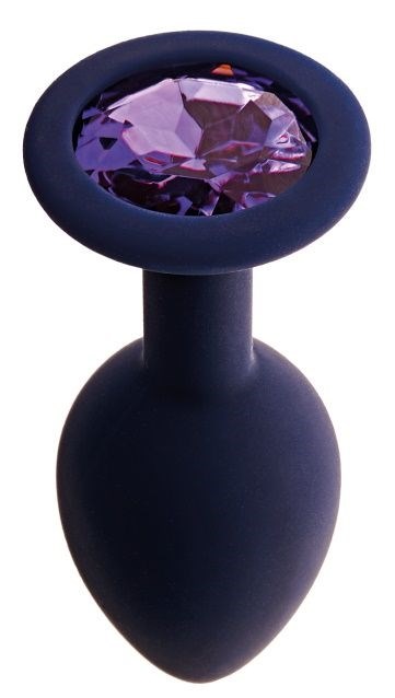 Черничная анальная пробка с фиолетовым кристаллом Gamma M - 8,1 см. - фото 423431