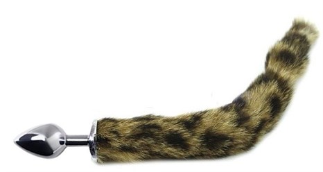 Серебристая анальная пробка с кошачьим хвостиком - фото 424061