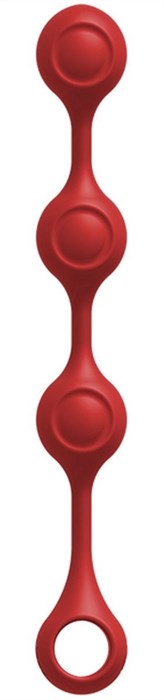 Красные утяжеленные анальные шарики Anal Essentials Weighted Silicone Anal Balls - 34,3 см. - фото 424070