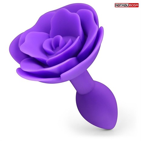 Фиолетовая гладкая анальная втулка-роза - фото 424591