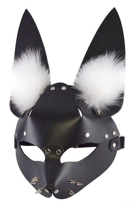 Черная маска  Зайка  с меховыми ушками - фото 425113