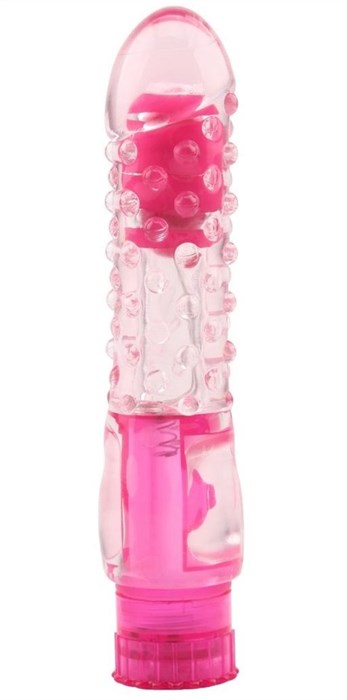 Розовый вибратор Pleaser с шишечками - 16,2 см. - фото 425196