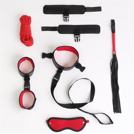 Черно-красный эротический набор из 7 предметов - фото 425515