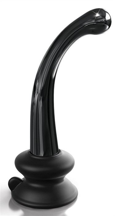 Черный стеклянный фаллоимитатор Icicles №87 с силиконовой присоской - 15,5 см. - фото 426743