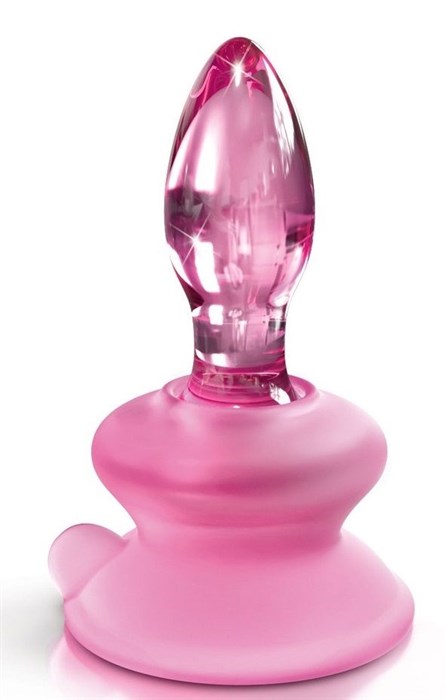 Розовая стеклянная пробка Icicles №90 с силиконовой присоской - 8 см. - фото 426881