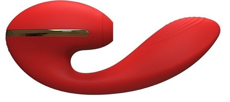 Красный вибромассажер Tina со стимулятором клитора - 17,5 см. - фото 427688