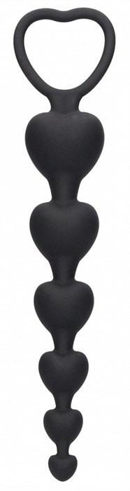 Черная анальная елочка Anal Heart Beads - 18,5 см. - фото 427789