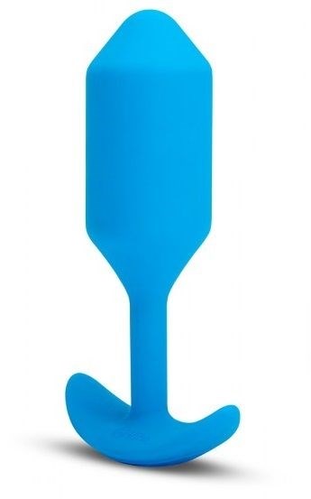 Голубая вибропробка для ношения B-vibe Snug Plug 3 - 12,4 см. - фото 429320