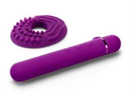 Фиолетовый мини-вибратор Le Wand Baton с текстурированной насадкой - 11,9 см. - фото 429388
