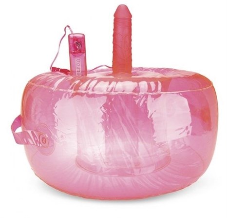 Розовая надувная подушка для секса в вибратором - фото 429557
