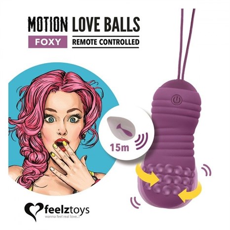 Фиолетовые вагинальные шарики с вращением бусин Remote Controlled Motion Love Balls Foxy - фото 430301