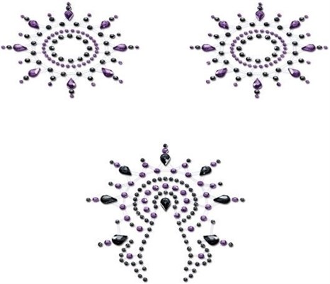 Набор наклеек из фиолетовых и черных страз Petits Joujoux Gloria - фото 430634