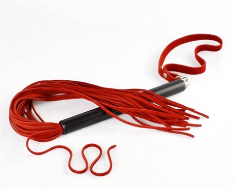 Красная велюровая плеть MIX с черной рукоятью - 47 см. - фото 430793