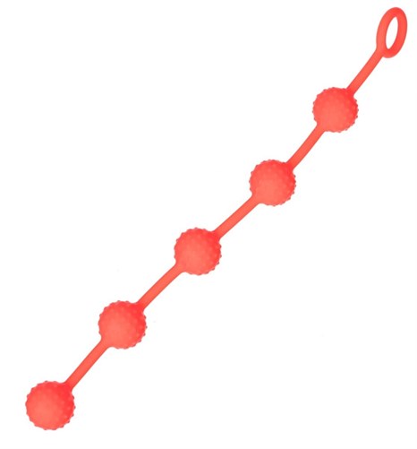 Красная анальная цепочка с кольцом - 30 см. - фото 431232