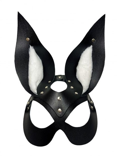 Черная маска зайки с белым мехом на ушках Miss Bunny - фото 432116