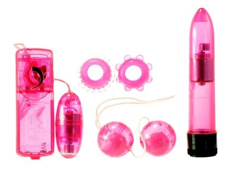 Розовый вибронабор Classic Crystal Couples - фото 433291