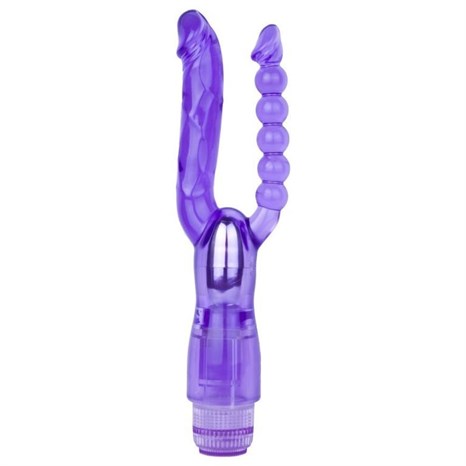 Фиолетовый анально-вагинальный вибратор Extreme Dual Vibrator - 25 см. - фото 433299