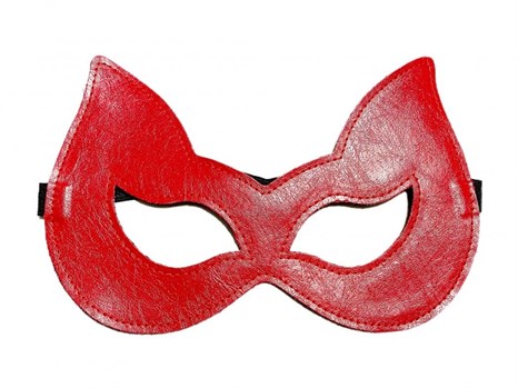 Двусторонняя красно-черная маска с ушками из эко-кожи - фото 433538