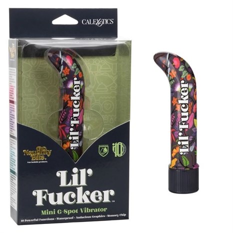 Черный мини-вибратор с цветочным принтом Lil Fucker Mini G-Spot Vibrator - 12,75 см. - фото 433808