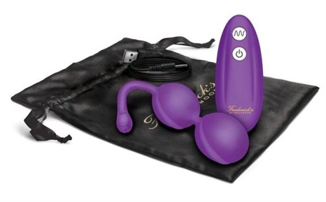 Фиолетовые вагинальные шарики с пультом ДУ - фото 434117