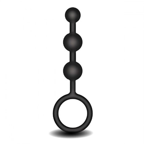 Черная анальная мини-цепочка с 3 шариками - фото 434129