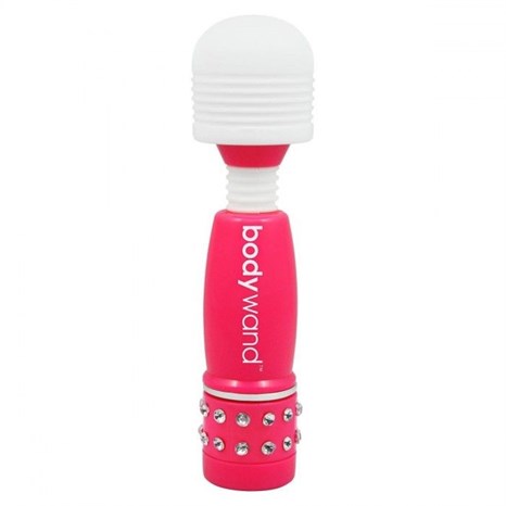 Розово-белый жезловый мини-вибратор с кристаллами Mini Massager Neon Edition - фото 434178