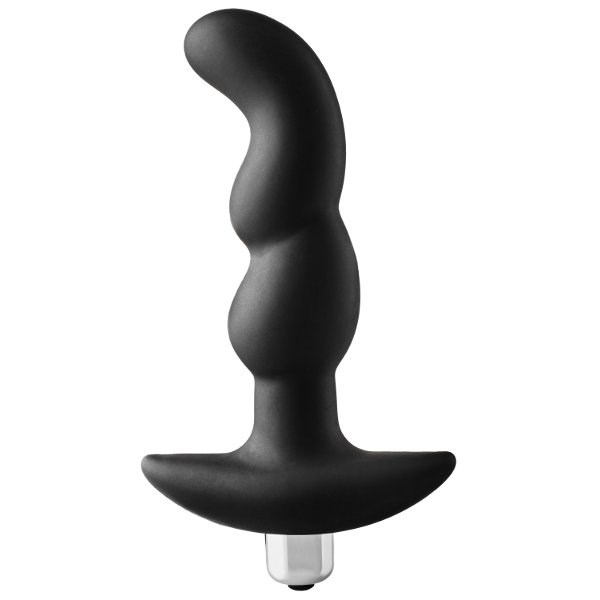 Черная вибропробка для простаты FantASStic Vibrating Prostate Plug - 14,5 см. - фото 436011