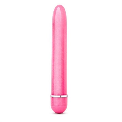 Розовый тонкий классический вибратор Slimline Vibe - 17,8 см. - фото 436129
