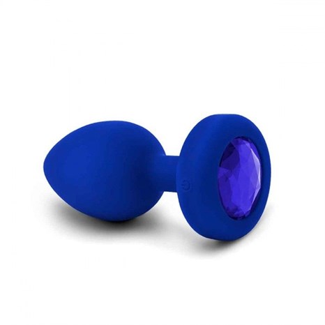 Синяя вибропробка Vibrating Jewel Plug L/XL - 11 см. - фото 440962