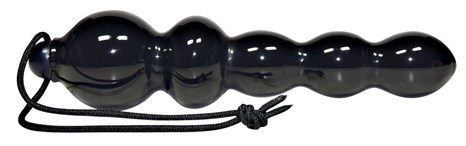 Чёрная анальная ёлочка с петелькой - 18 см. - фото 441791