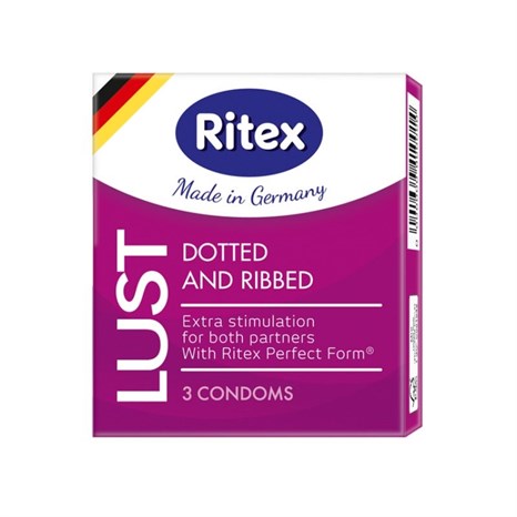 Рифленые презервативы RITEX LUST с пупырышками - 3 шт. - фото 441871
