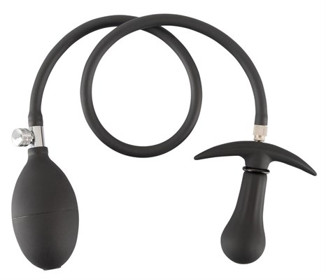 Черная анальная втулка-расширитель Inflatable Plug - фото 442001