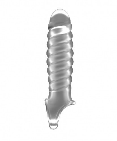 Прозрачная ребристая насадка Stretchy Penis Extension No.32 - фото 442102