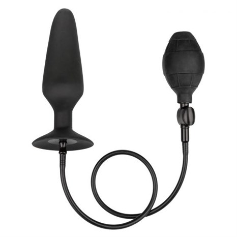 Черная расширяющаяся анальная пробка XL Silicone Inflatable Plug - 16 см. - фото 442391