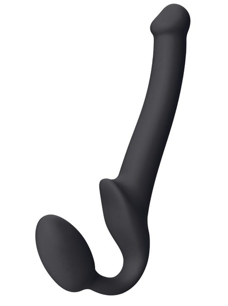 Черный безремневой страпон Silicone Bendable Strap-On - size S - фото 443423