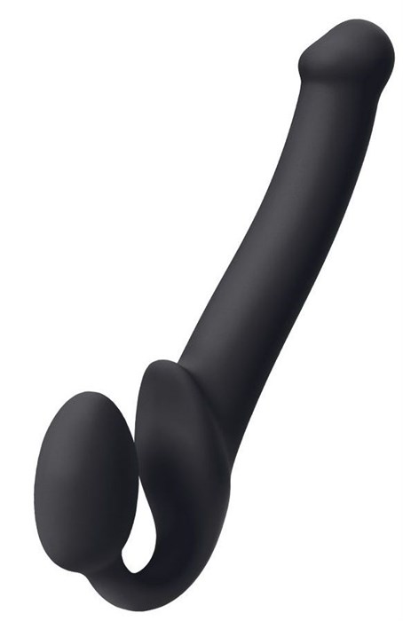 Черный безремневой страпон Silicone Bendable Strap-On M - фото 443512