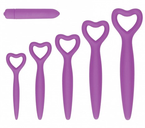 Набор фиолетовых вагинальных расширителей с вибропулей Silicone Vaginal Dilator Set - фото 443600