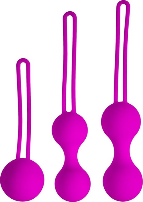 Набор лиловых вагинальных шариков Shrink Orbs - фото 443722