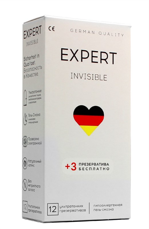 ПРЕЗЕРВАТИВЫ EXPERT INVISIBLE № 12+3 (ОСОБО ТОНКИЕ), 12+3 штуки