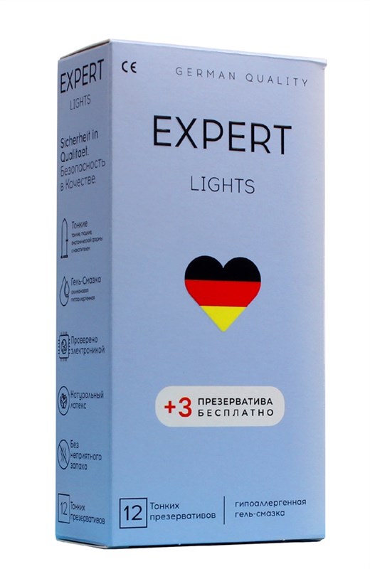 ПРЕЗЕРВАТИВЫ EXPERT LIGHTS № 12+3 (УЛЬТРАТОНКИЕ), 12+3 штуки