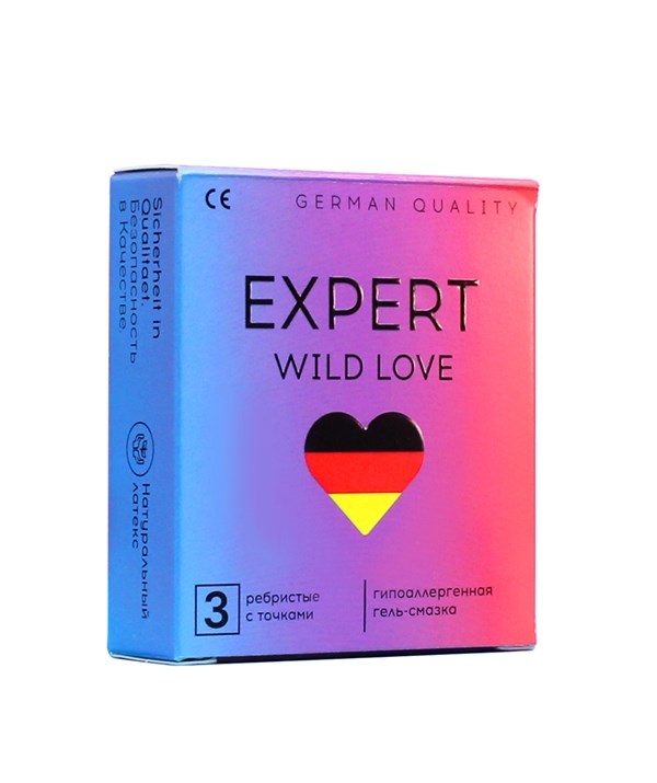 ПРЕЗЕРВАТИВЫ EXPERT WILD LOVE № 3 (РЕБРИСТЫЕ С ТОЧКАМИ), 3 штуки