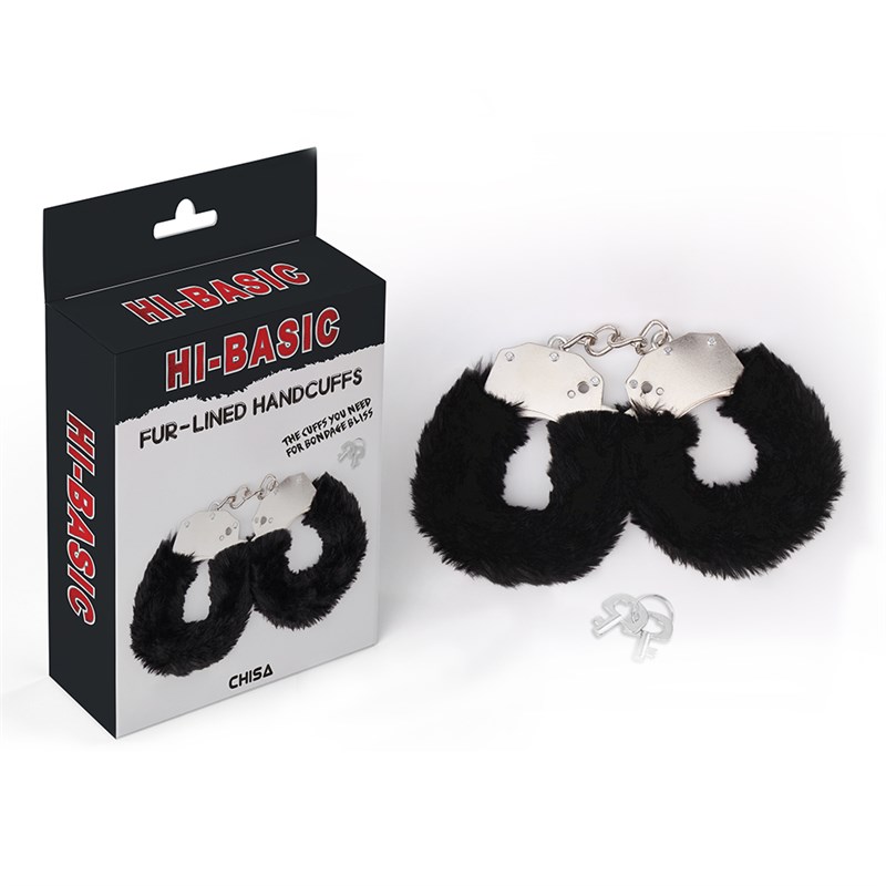 Меховые черные наручники с ключами Fur-lined Handcuffs