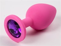 Пробка силиконовая розовая с фиолетовым стразом 9,5х4см 47119-2-MM