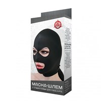 Черная маска-шлем с отверстием для глаз и рта