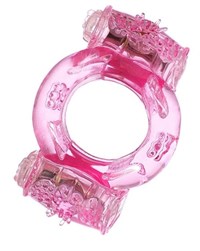 Розовое виброкольцо с двумя виброэлементами