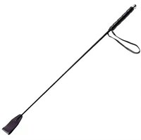 Чёрный стек с кожаной ручкой - 58 см.