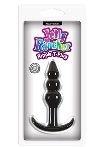 Чёрная анальная пробка Jelly Rancher T-Plug Ripple - 10,9 см.
